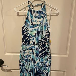 Blue and white tropical dress - size 2